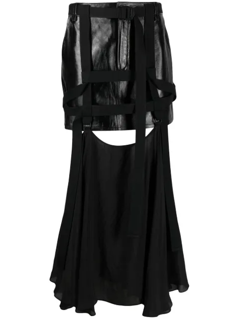032c leather harness midi skirt Black FW22W9010