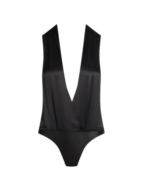 Maison Close V-neck silk bodysuit Black 561238