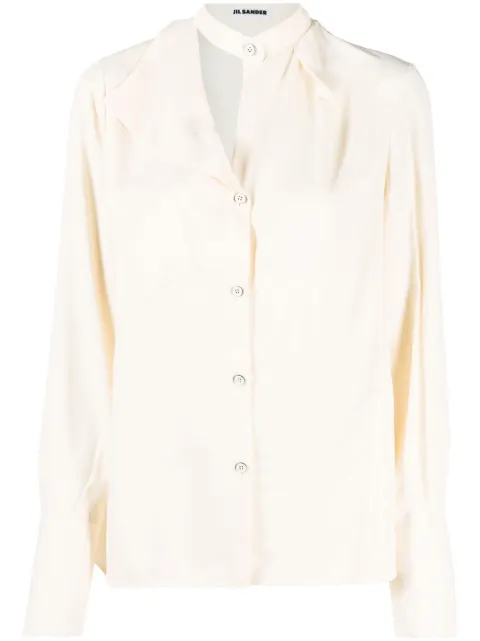 Jil Sander button-front satin shirt Neutrals J01DL0105J65004