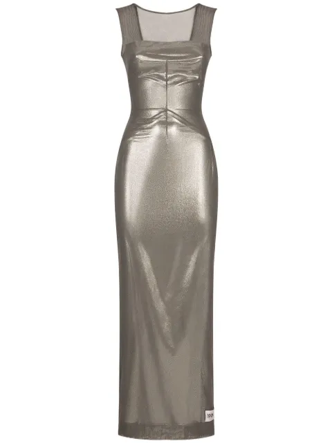 Dolce & Gabbana KIM DOLCE&GABBANA metallic-finish ankle-length dress Grey F6BEBTGDBNE