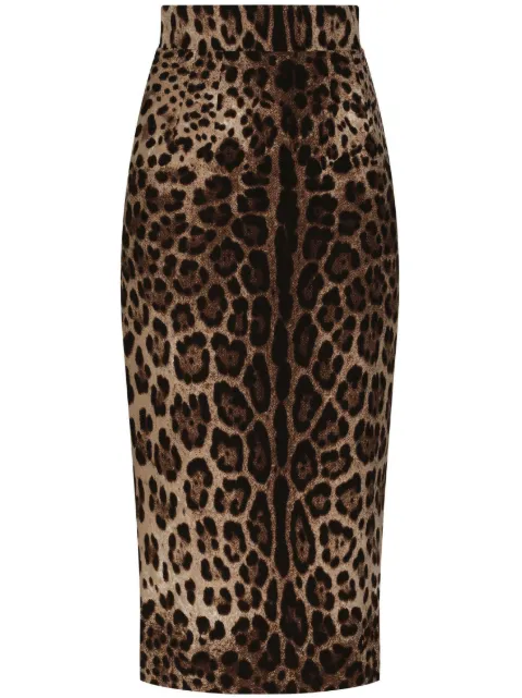 Dolce & Gabbana leopard-print midi skirt Brown F4BZBTFS2A3HY13M