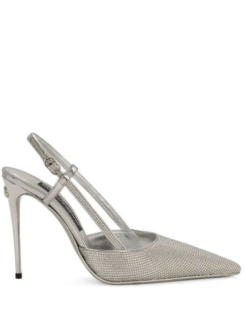 Dolce & Gabbana KIM DOLCE&GABBANA embellished satin slingback pumps Silver CG0659AN191