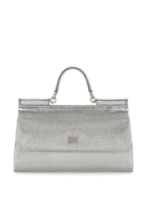 Dolce & Gabbana small Sicily rhinestone top-handle bag Silver BB7465AN241