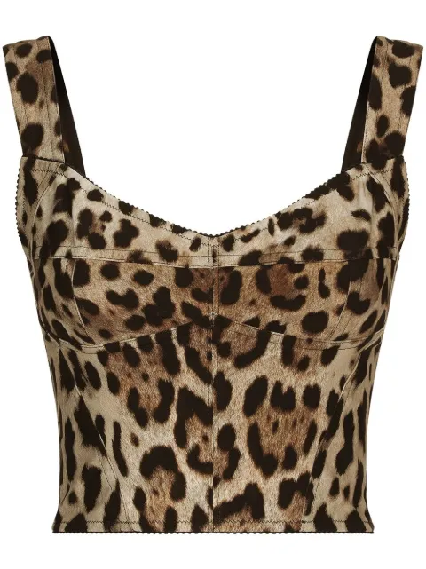 Dolce & Gabbana KIM DOLCE&GABBANA leopard-print corset top Neutrals F7T19TFSSF7