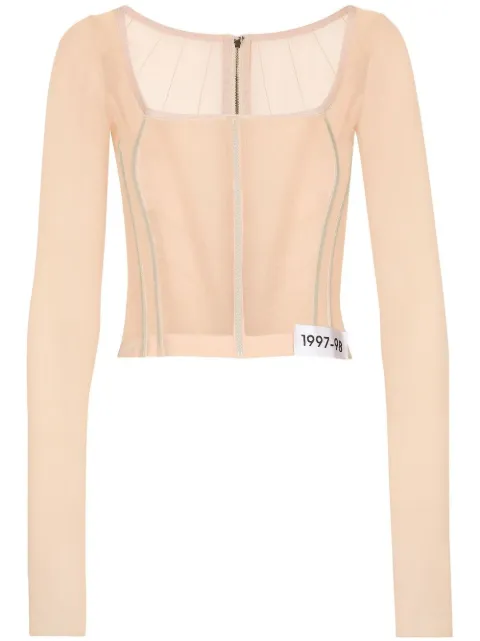 Dolce & Gabbana KIM DOLCE&GABBANA long-sleeve sheer corset top Neutrals F773ATFUAA1