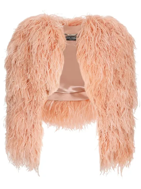 Dolce & Gabbana KIM DOLCE&GABBANA feather-trim bolero jacket Orange F0C5AFGDBMX