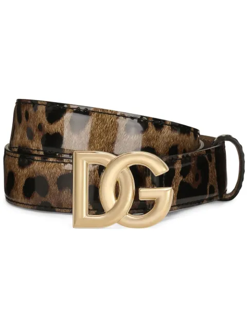 Dolce & Gabbana DG-logo leopard-print belt Brown BE1447AM568