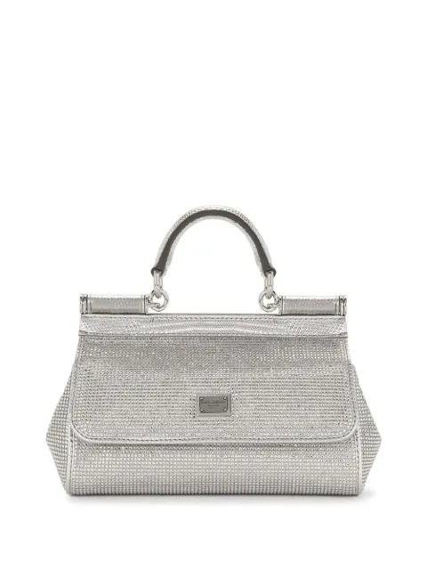 Dolce & Gabbana small Sicily satin top-handle bag Silver BB7116AN241