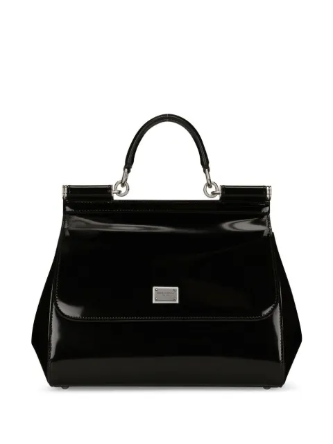 Dolce & Gabbana large Sicily handbag in polished calfskin Black BB6002AI413