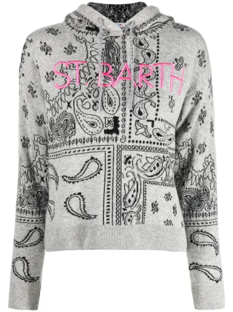 MC2 Saint Barth paisley-print pullover hoodie Grey MEGCROP