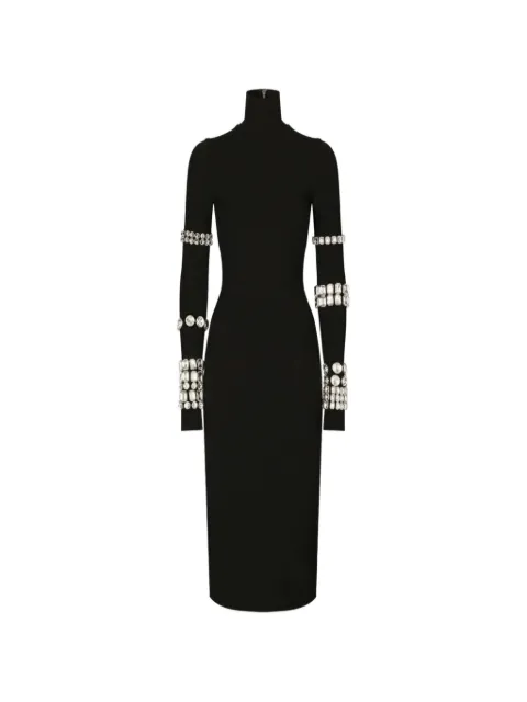 Dolce & Gabbana x Kim Kardashian milano-rib embellished midi dress Black F6AIVZGDBR9