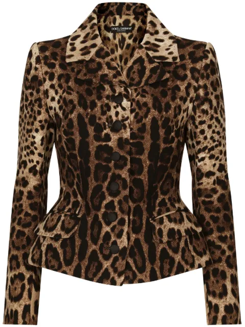 Dolce & Gabbana leopard-print single-breasted blazer Brown F26AJTFS2A3
