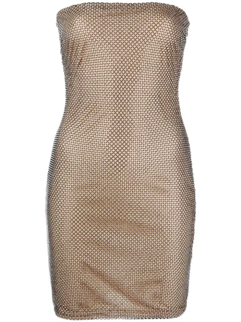 Genny mesh-detail strapless mini dress Neutrals 73AJO498N0165