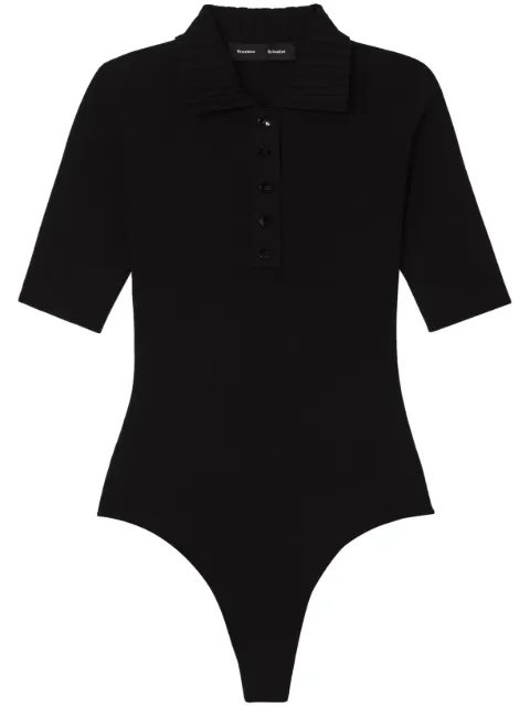 Proenza Schouler short-sleeved knitted polo bodysuit Black R2337085KY294