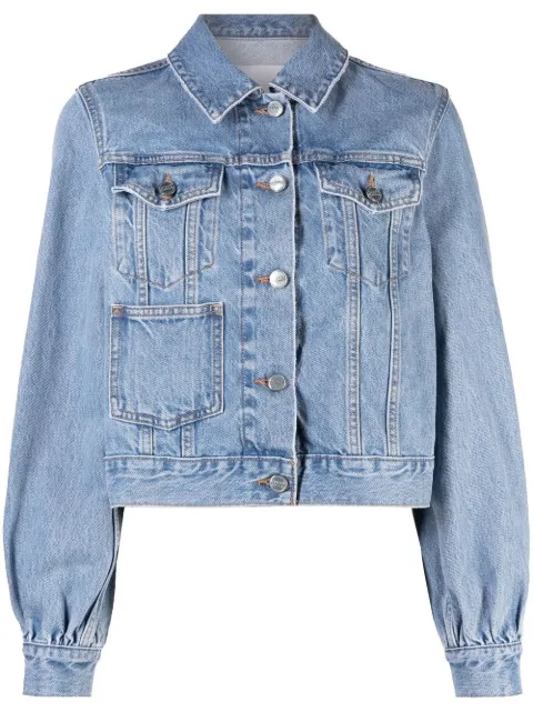 GANNI puff-sleeve denim jacket Blue J1097