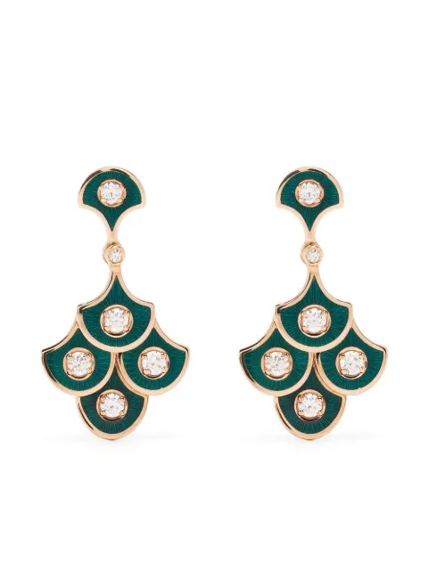 Selim Mouzannar 18kt rose gold Fish For Love diamond drop earrings Green EFD041216PTA5
