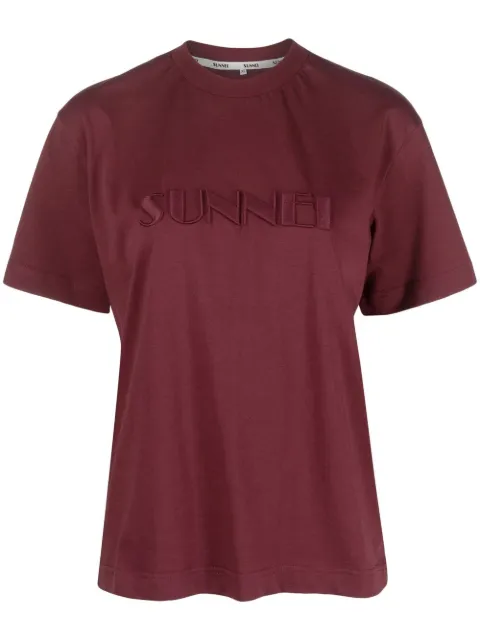 Sunnei logo-embroidered cotton T-shirt Red MRTWXJER028COT002