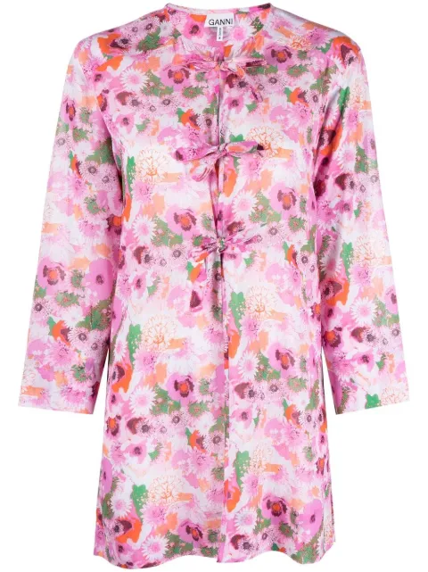 GANNI floral-print tunic Pink F7494