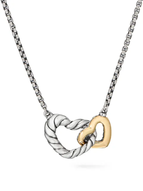 David Yurman 18kt yellow gold and sterling silver Cable Collectibles Interlocking Heart necklace (16.4mm) Silver N17022S817