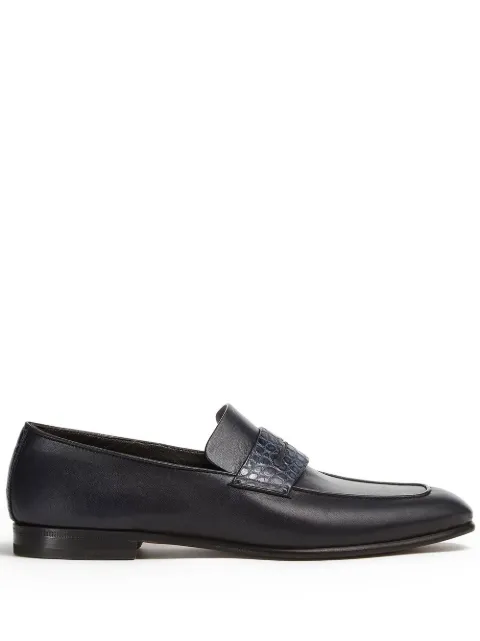 Zegna crocodile-embossed detail loafers Blue LHAPSA4364X