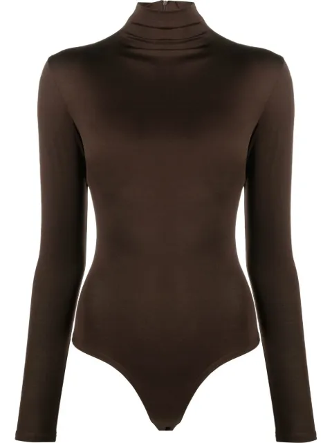 Atu Body Couture mock-neck long-sleeved bodysuit Brown AT23149
