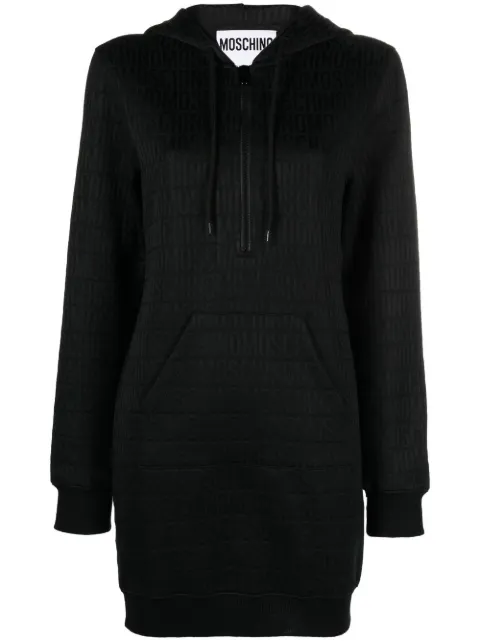 Moschino monogram logo-print hoodie dress Black A04022729
