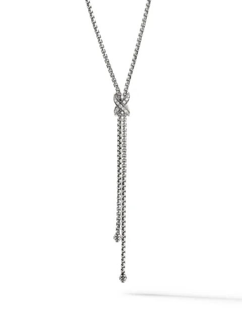 David Yurman sterling silver Petite X Larial diamond necklace Silver N16920DSSADI175