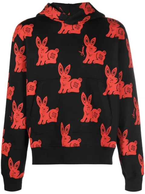 AMIRI rabbit-motif cotton hoodie Black PS23MJG046