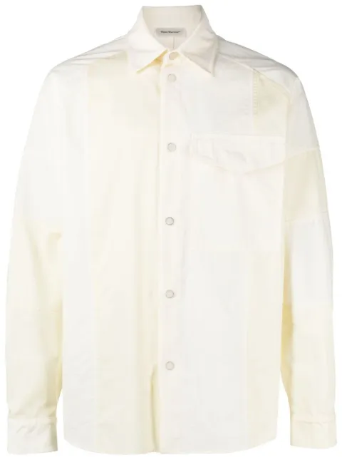 There Was One patchwork cotton overshirt Neutrals TMEA007C99FAB0010404