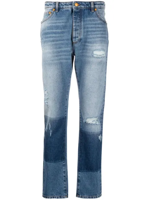 Palm Angels x Moncler distressed straight-leg jeans Blue PMYB019T23DEN0014500