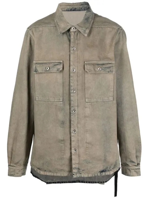 Rick Owens DRKSHDW stonewashed denim shirt Grey DU02B4755DMP