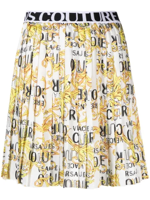 Versace Jeans Couture baroque-print pleated skirt White 74HAE820NS215