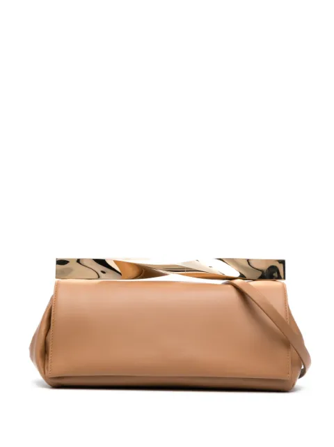 Aquazzura Twist leather clutch bag Brown TWICLUC0NAPPRL