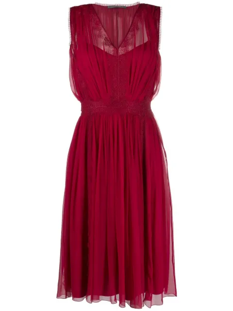 Alberta Ferretti sleeveless silk midi dress Red A04076614