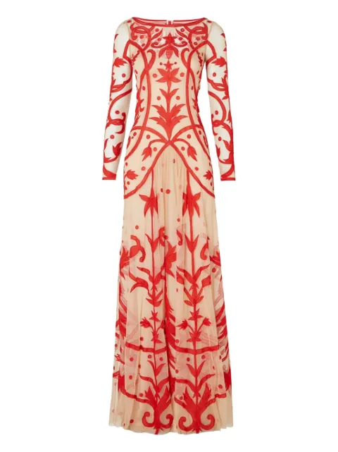 Temperley London Francine embroidered long-sleeve gown Red 00COHEV53739