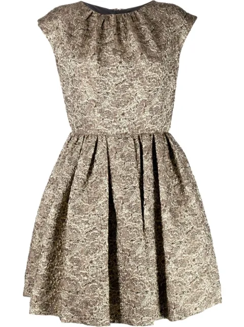 Dice Kayek floral-jacquard flared dress Gold FW22R205