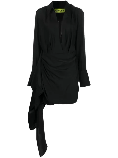 GAUGE81 Gravia draped silk minidress Black 32325