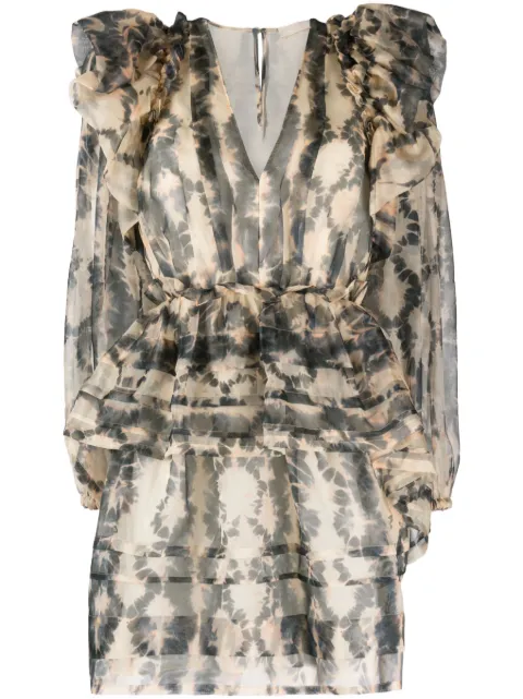 Ulla Johnson Adelaide abstract-print silk minidress Neutrals SP230146