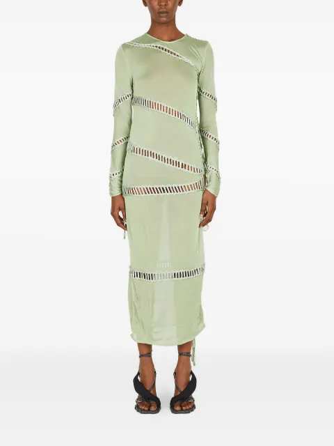 Isa Boulder braided-panel midi dress Green 22DR01A