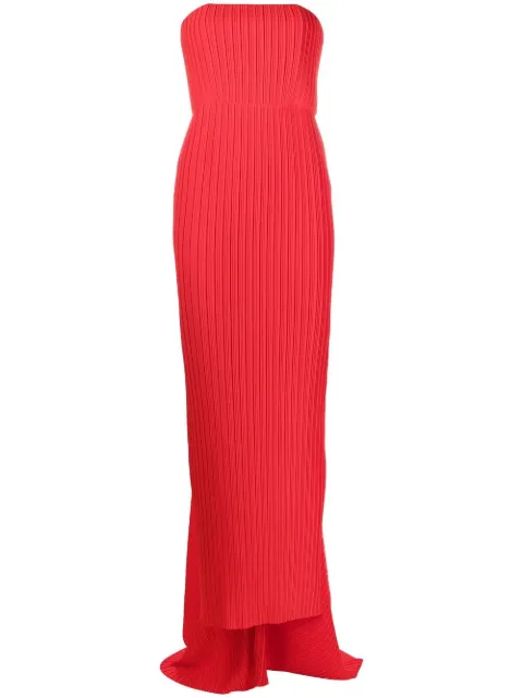 Solace London pleated strapless dress Red OS31064