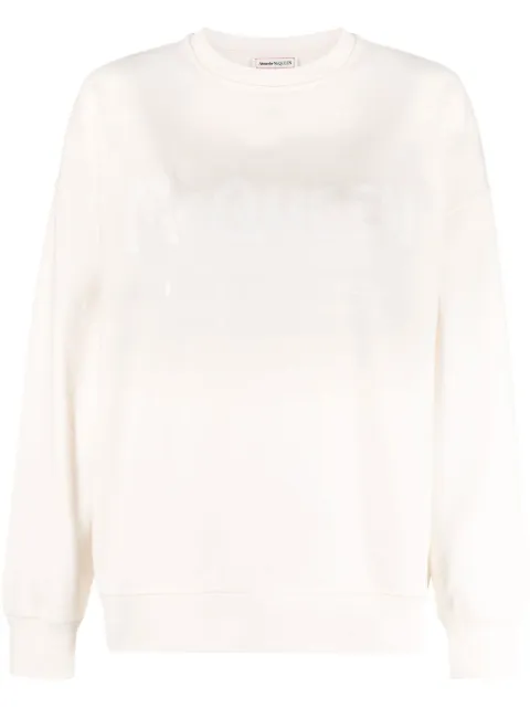 Alexander McQueen logo-print cotton sweatshirt Neutrals 659975QZAHR
