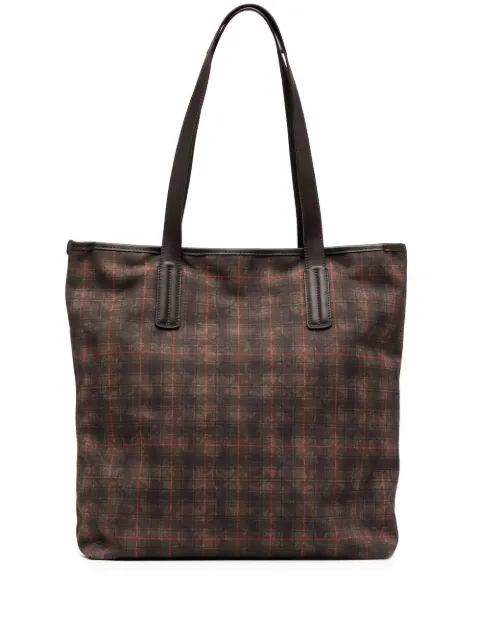 Leathersmith of London tartan-check print tote bag Brown CANVASTARTANSHOPPER