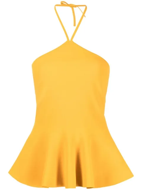 Stella McCartney peplum-hem halterneck top Yellow 6K0320S2076