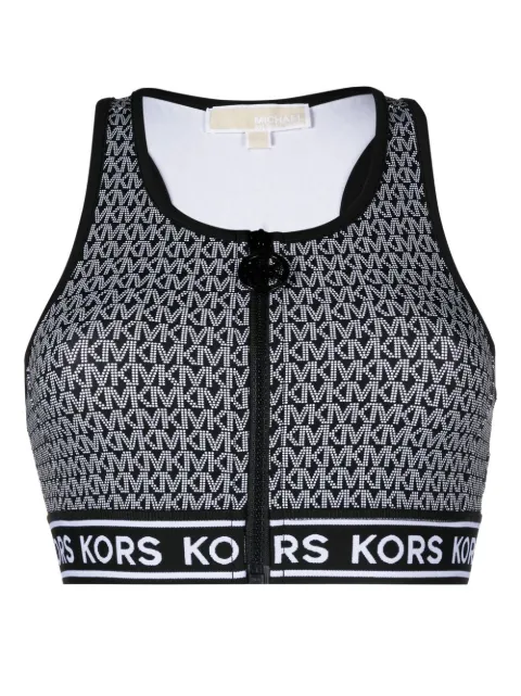 Michael Michael Kors monogram-print zip-up bikini top Black MR350QR63Y