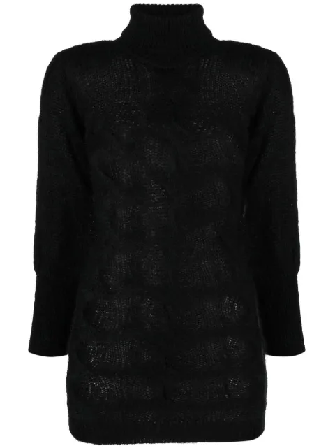 GRETA BOLDINI Astro cable-knit roll-neck dress Black ASTRO668