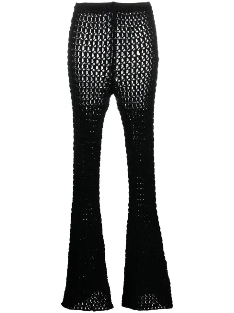 Moschino crochet-knit flared trousers Black A03820504
