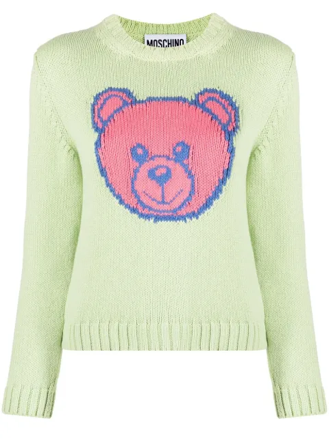 Moschino bear-embellishment sweater Green V09260503