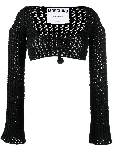 Moschino open-knit cropped top Black A09070504