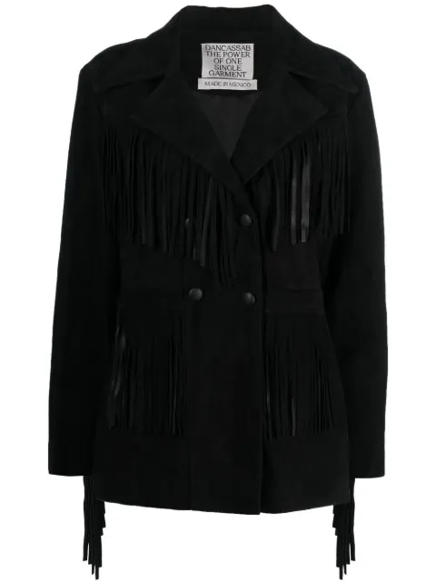 DANCASSAB Rivera fringed leather jacket Black DCSS22MRIVNEGFL