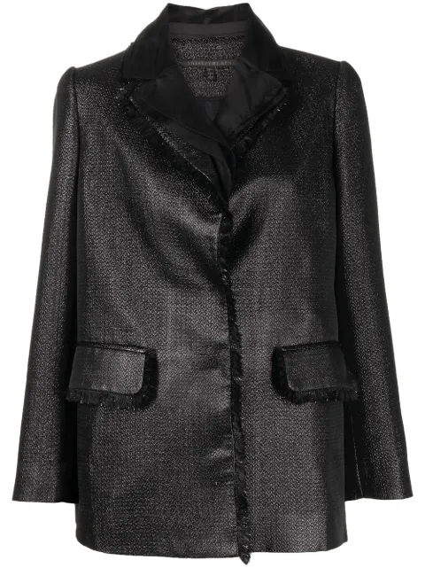 SHIATZY CHEN metallic fringed-trim blazer Black 627406